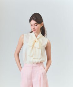 GRACE CONTINENTAL リネンライクボウタイノースリーブ