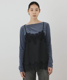 GRACE CONTINENTAL レースサテンキャミソール ブラック