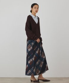 GRACE CONTINENTAL チェックプリントドレープスカート