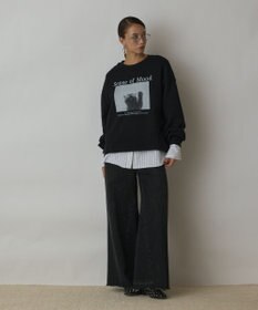 GRACE CONTINENTAL Catphoto裏毛トップ ブラック