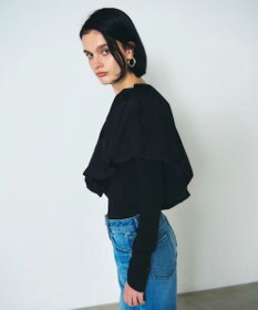 GRACE CONTINENTAL タフタケープ付ニットトップ