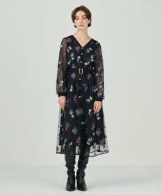 GRACE CONTINENTAL チュールフラワー刺繍ワンピース