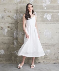 GRACE CONTINENTAL メッシュツイードキャミドレス ホワイト