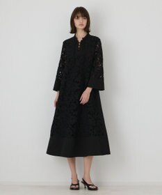 GRACE CONTINENTAL カットワークAラインワンピース ブラック