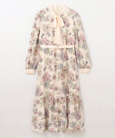 GRACE CONTINENTAL フラワー刺繍ボウタイワンピース