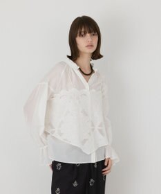 GRACE CONTINENTAL カットワークキャミ付カフタンブラウス ホワイト