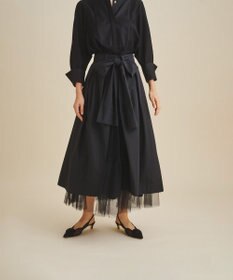 GRACE CONTINENTAL ブラックタフタオーバースカート