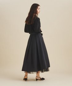 GRACE CONTINENTAL ブラックタフタオーバースカート