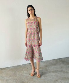 GRACE CONTINENTAL フラワー刺繍チュールドレス
