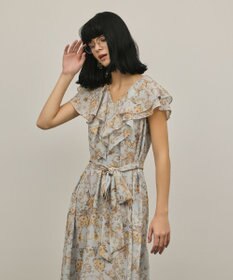 GRACE CONTINENTAL サラサプリントフリルカラーワンピース