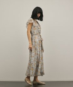 GRACE CONTINENTAL サラサプリントフリルカラーワンピース