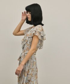 GRACE CONTINENTAL サラサプリントフリルカラーワンピース