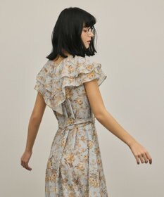 GRACE CONTINENTAL サラサプリントフリルカラーワンピース
