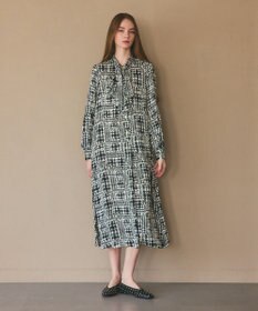 GRACE CONTINENTAL チェックプリントボウ付ワンピース