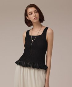 GRACE CONTINENTAL シアーフリルニットトップ ブラック