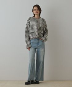 GRACE CONTINENTAL ツイードニットショートカーディガン グレー