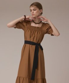 GRACE CONTINENTAL ギャザーロングワンピース ブラウン