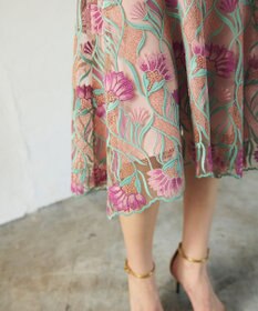 GRACE CONTINENTAL フラワー刺繍チュールドレス