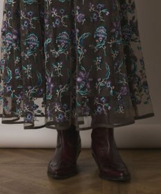グレースコンチネンタル　ダイアグラム　コスメ刺繍チュールスカート　総柄　レース サークルラメチュールスカート / GRACE CONTINENTAL | GRACE