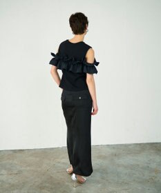 GRACE CONTINENTAL フリルリブカットトップ