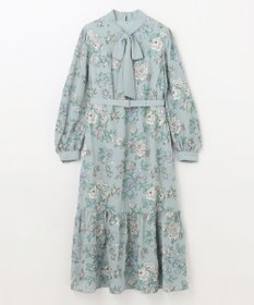 GRACE CONTINENTAL フラワー刺繍ボウタイワンピース
