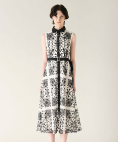 GRACE CONTINENTAL 刺繍フレアドレス キナリ