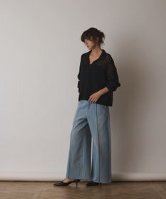 GRACE CONTINENTAL メッシュVネックニットトップ