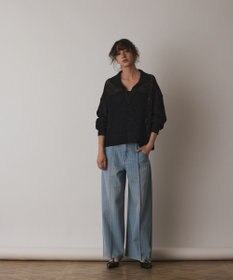 GRACE CONTINENTAL メッシュVネックニットトップ