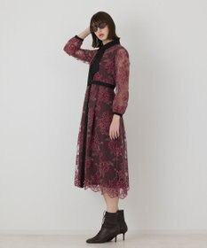 GRACE CONTINENTAL バイカラーコード刺繍ワンピース