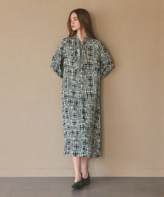 GRACE CONTINENTAL チェックプリントボウ付ワンピース