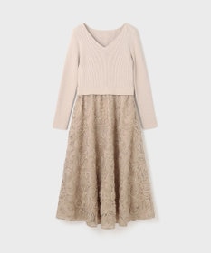 GRACE CONTINENTAL テープ刺繍ニットワンピース