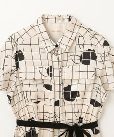 GRACE CONTINENTAL ラインフラワーシャツドレス