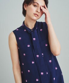 GRACE CONTINENTAL エンゼルフィッシュジャガードワンピース ネイビー