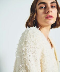 GRACE CONTINENTAL ツイーディーリボンヤーンカーディガン