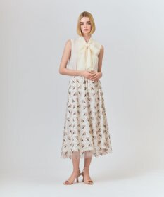 GRACE CONTINENTAL リネンライクボウタイノースリーブ