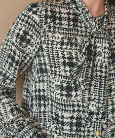 GRACE CONTINENTAL チェックプリントボウ付ワンピース