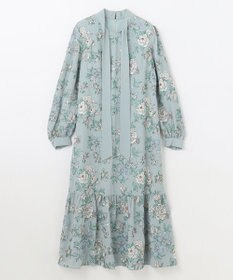 GRACE CONTINENTAL フラワー刺繍ボウタイワンピース