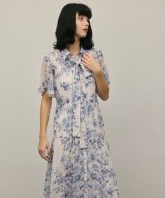 GRACE CONTINENTAL フラワープリントシャツフレアワンピース