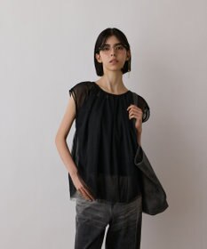 GRACE CONTINENTAL チュールタックノースリーブ ブラック