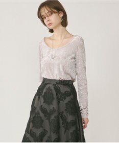 GRACE CONTINENTAL クラッシュベロアカットトップ ベージュ