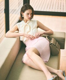 GRACE CONTINENTAL リネンライクボウタイノースリーブ