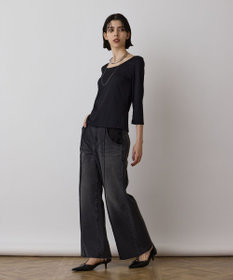 GRACE CONTINENTAL テレコボートネックトップ ブラック