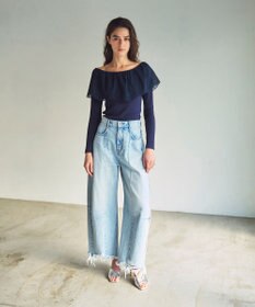 GRACE CONTINENTAL カットワークリブニットトップ