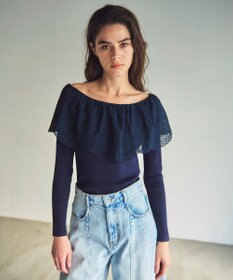 GRACE CONTINENTAL カットワークリブニットトップ