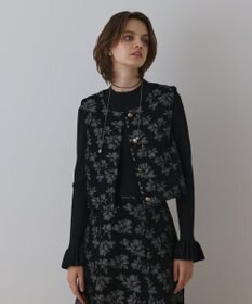 GRACE CONTINENTAL ラメフラワージャガードベスト ブラック