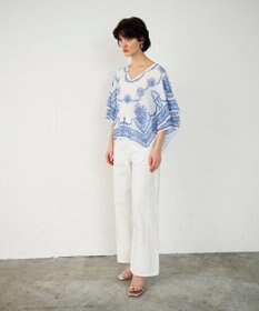 GRACE CONTINENTAL スカーフプリントポンチョトップ キナリ