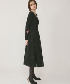 GRACE CONTINENTAL テープ刺繍ニットワンピース