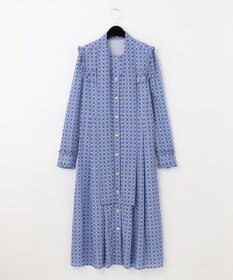 キカチェックプリントドレス, ブルー, 36
