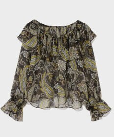 GRACE CONTINENTAL ラメストライププリントブラウス