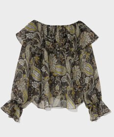 GRACE CONTINENTAL ラメストライププリントブラウス